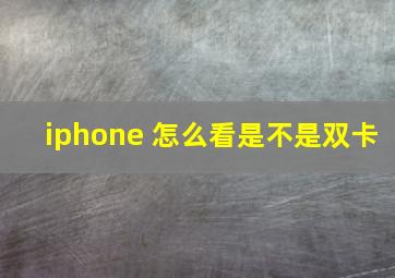 iphone 怎么看是不是双卡